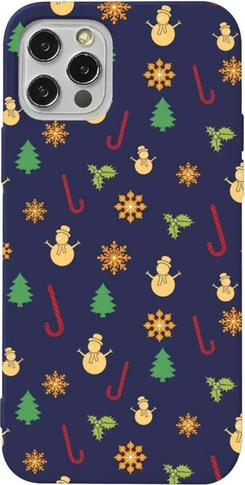 İphone 14 Pro Lacivert Renkli Silikon Telefon Kılıfı - Very Christmas
