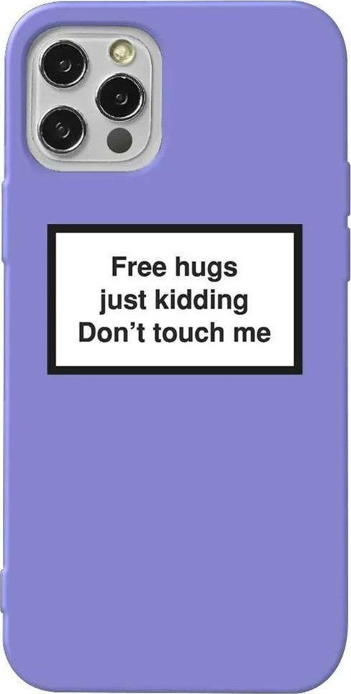 İphone 14 Pro Lila Renkli Silikon Telefon Kılıfı - Free Hugs