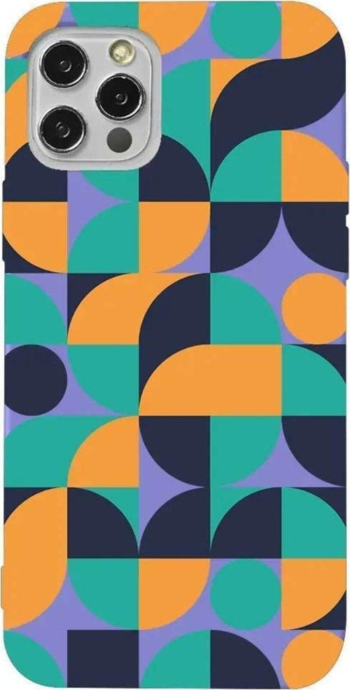 İphone 14 Pro Lila Renkli Silikon Telefon Kılıfı - Abstract Desen 9