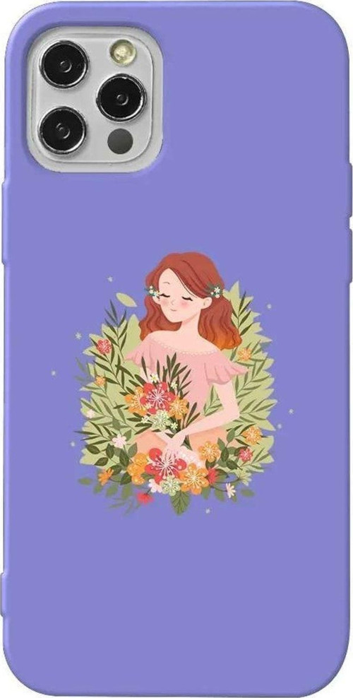 İphone 14 Pro Lila Renkli Silikon Telefon Kılıfı - Bloom And Feel
