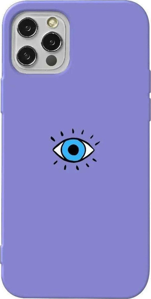 İphone 14 Pro Lila Renkli Silikon Telefon Kılıfı - One Eye