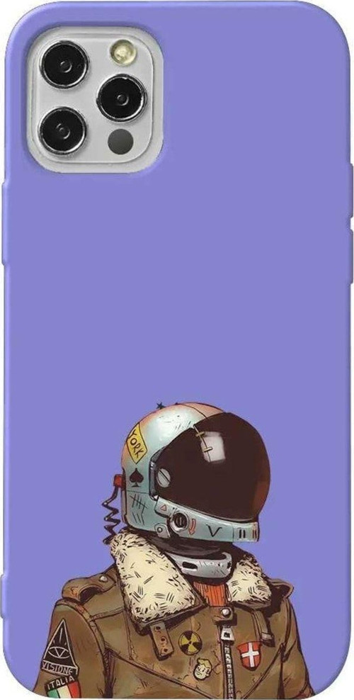 İphone 14 Pro Lila Renkli Silikon Telefon Kılıfı - Motorcycle Man