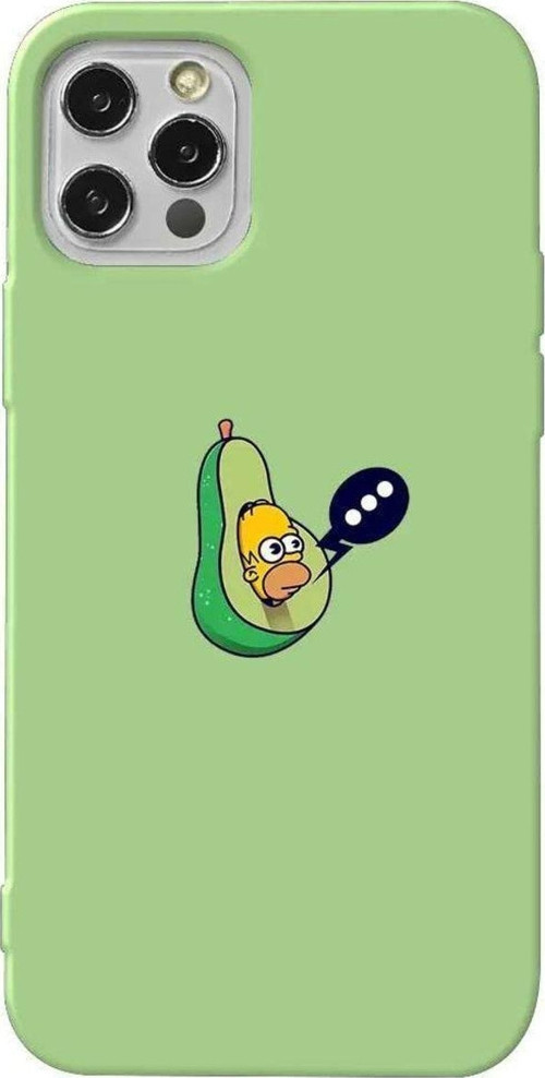 İphone 14 Pro Max Açik Yesil Renkli Silikon Telefon Kılıfı - Avokado Simpson