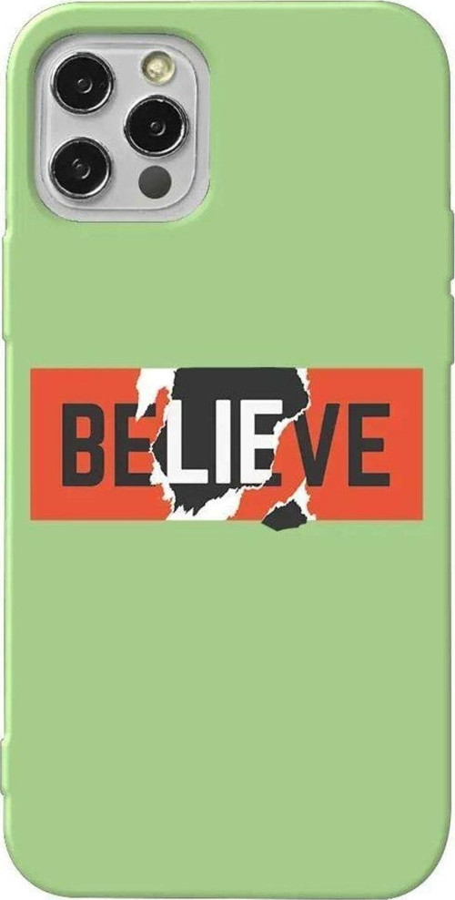 İphone 14 Pro Max Açik Yesil Renkli Silikon Telefon Kılıfı - Believe