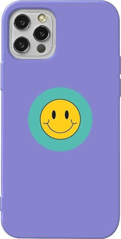 İphone 14 Pro Lila Renkli Silikon Telefon Kılıfı - Smile 2