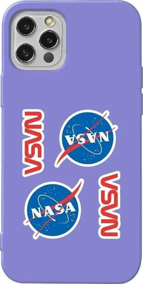 İphone 14 Pro Lila Renkli Silikon Telefon Kılıfı - Space Station