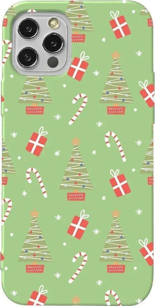 İphone 14 Pro Max Açik Yesil Renkli Silikon Telefon Kılıfı - Christmas Candy