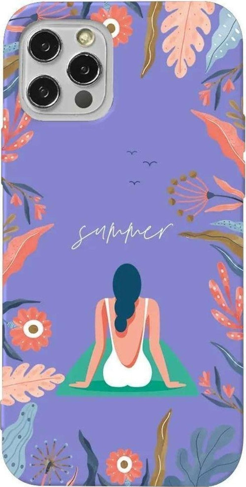 İphone 14 Pro Lila Renkli Silikon Telefon Kılıfı - Summer Vacation