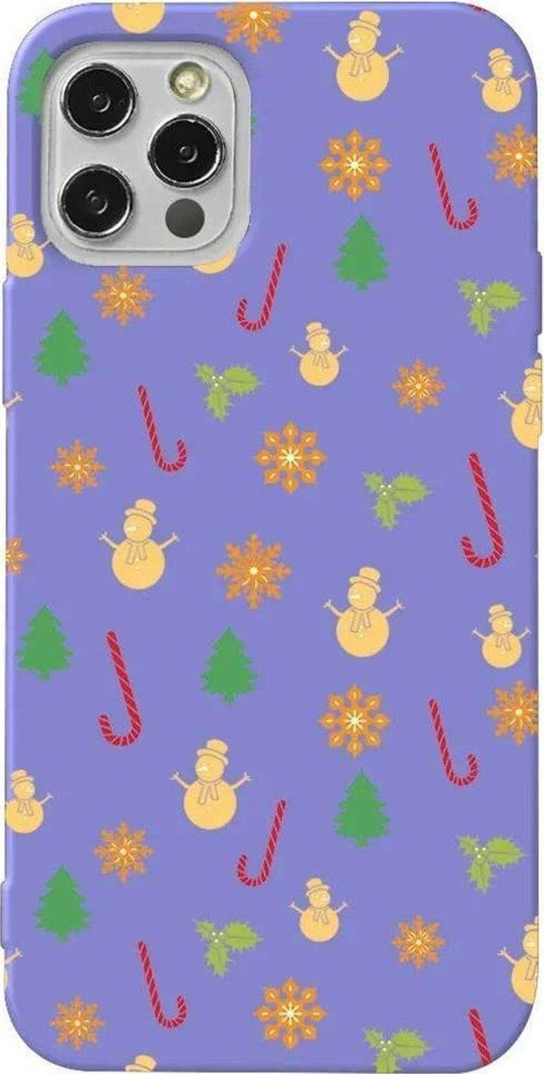 İphone 14 Pro Lila Renkli Silikon Telefon Kılıfı - Very Christmas