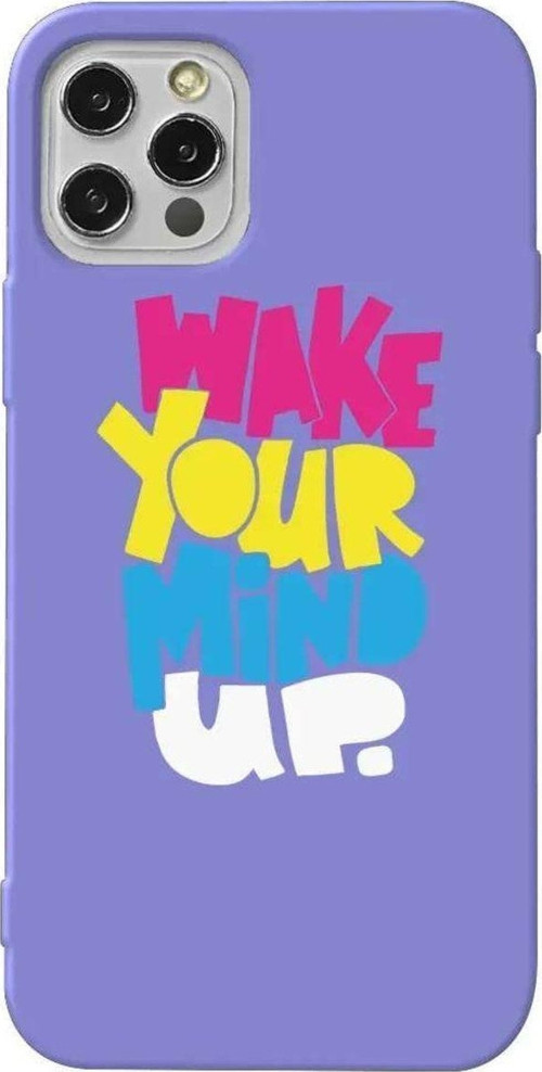 İphone 14 Pro Lila Renkli Silikon Telefon Kılıfı - Wake Your Mind Up