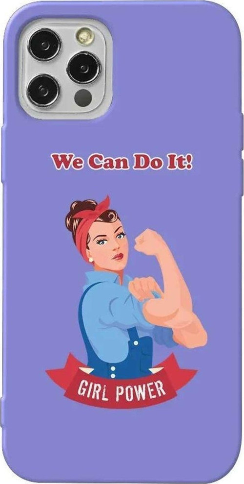 İphone 14 Pro Lila Renkli Silikon Telefon Kılıfı - We Can Do It!