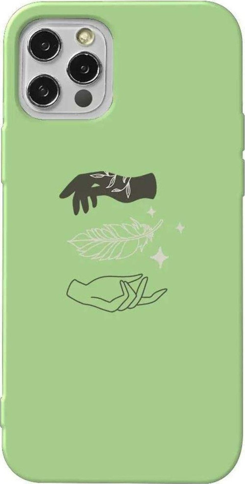 İphone 14 Pro Max Açik Yesil Renkli Silikon Telefon Kılıfı - Hands Night