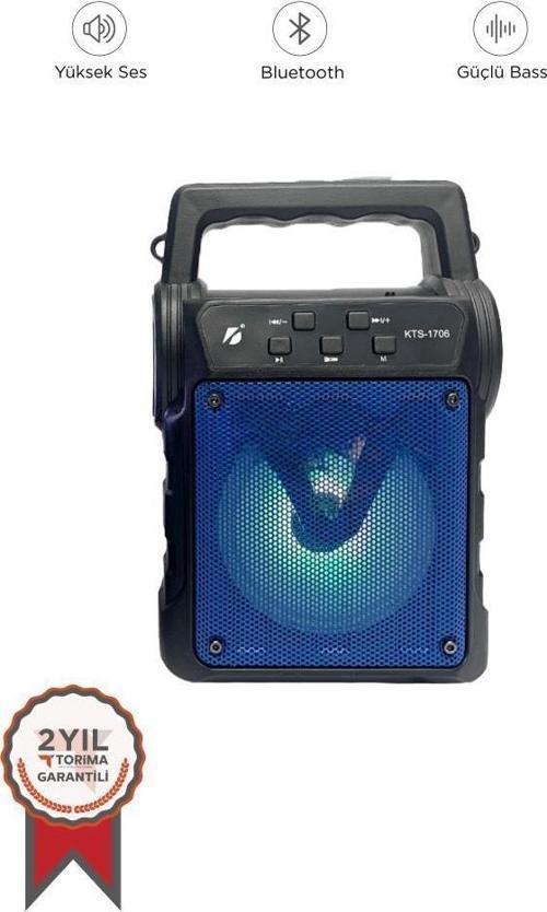KTS-1706 Siyah Taşınabilir Güneş Enerjili Fenerli Bluetooth Hoparlör
