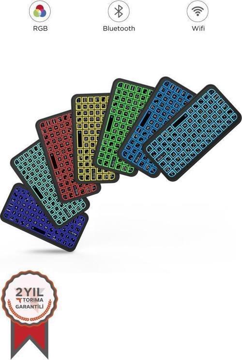 M7 Siyah Kablosuz Rgb Işıklı Bluetooth Mini Klavye