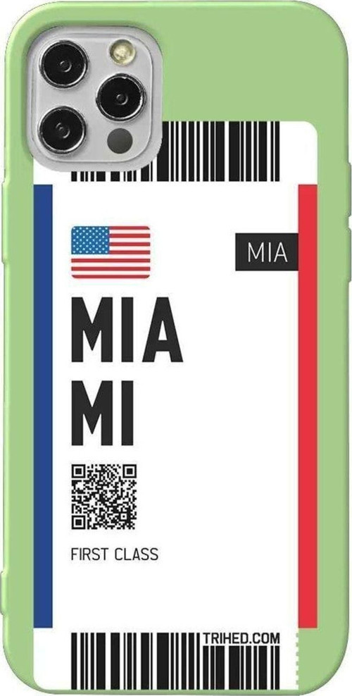 İphone 14 Pro Max Açik Yesil Renkli Silikon Telefon Kılıfı - Miami Bileti