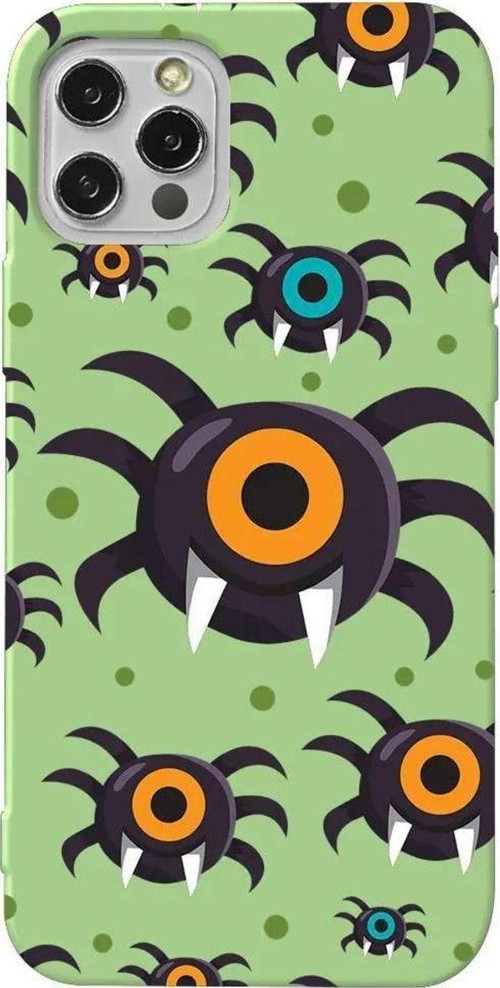 İphone 14 Pro Max Açik Yesil Renkli Silikon Telefon Kılıfı - Monster Eye
