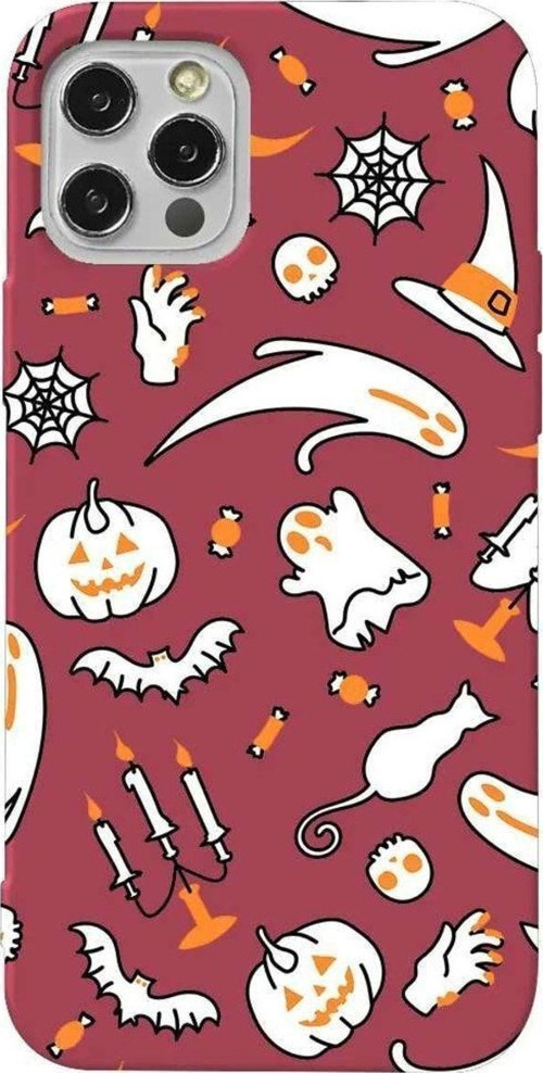 İphone 14 Pro Max Bordo Renkli Silikon Telefon Kılıfı - It's Halloween
