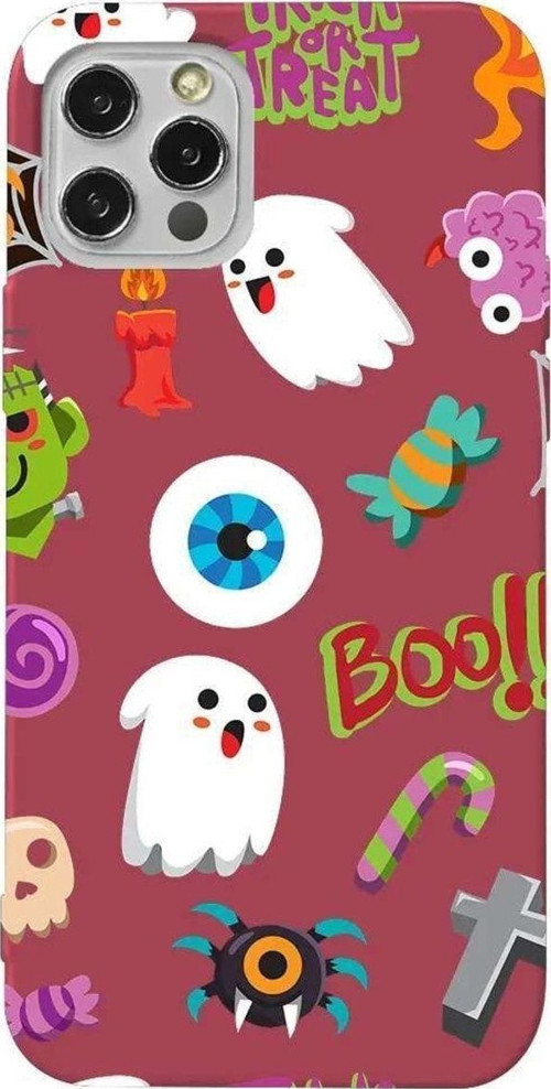 İphone 14 Pro Max Bordo Renkli Silikon Telefon Kılıfı - Trick Or Treat