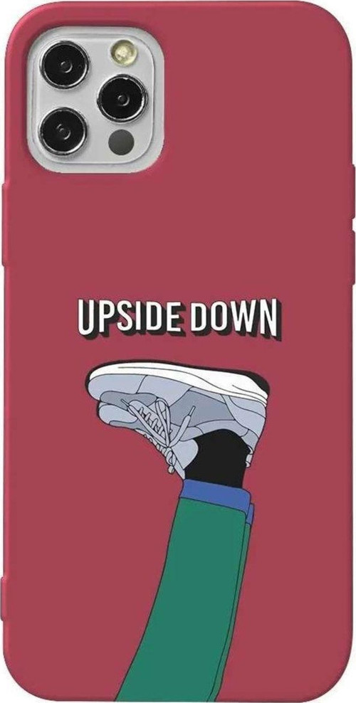 İphone 14 Pro Max Bordo Renkli Silikon Telefon Kılıfı - Upside Down