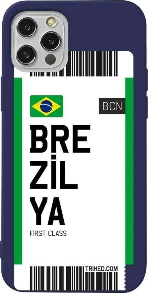 İphone 14 Pro Max Lacivert Renkli Silikon Telefon Kılıfı - Brezilya Bileti