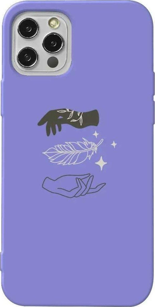 İphone 14 Pro Max Lila Renkli Silikon Telefon Kılıfı - Hands Night