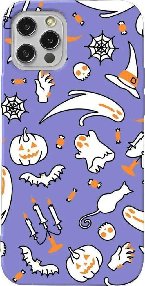 İphone 14 Pro Max Lila Renkli Silikon Telefon Kılıfı - It's Halloween