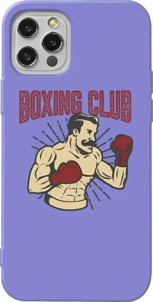 İphone 14 Pro Max Lila Renkli Silikon Telefon Kılıfı - Boxing Club