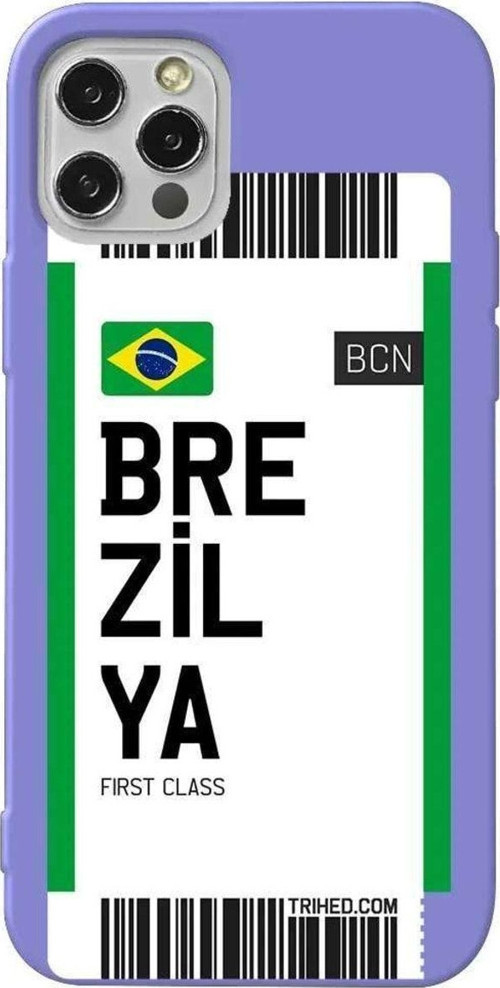 İphone 14 Pro Max Lila Renkli Silikon Telefon Kılıfı - Brezilya Bileti
