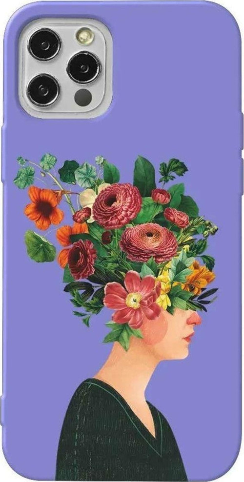 İphone 14 Pro Max Lila Renkli Silikon Telefon Kılıfı - Cicekli Kadin