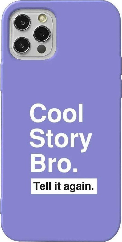 İphone 14 Pro Max Lila Renkli Silikon Telefon Kılıfı - Cool Story Bro