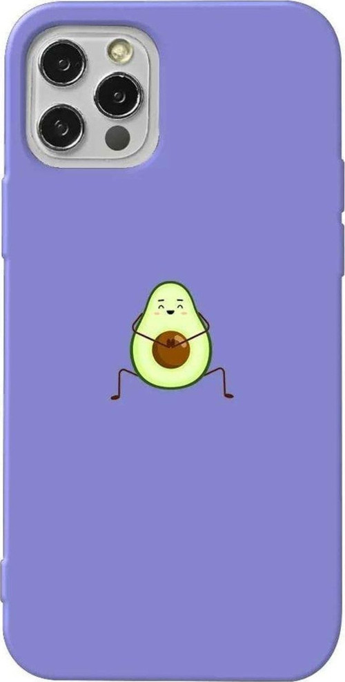 İphone 14 Pro Max Lila Renkli Silikon Telefon Kılıfı - Cute Avokado