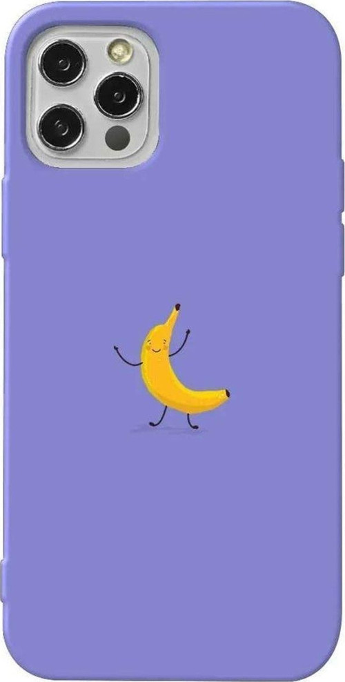 İphone 14 Pro Max Lila Renkli Silikon Telefon Kılıfı - Cute Muz