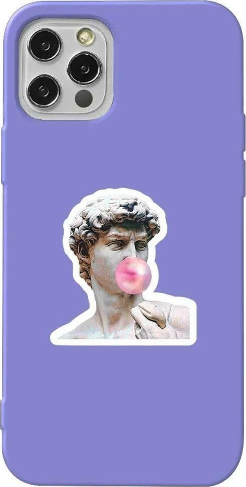 İphone 14 Pro Max Lila Renkli Silikon Telefon Kılıfı - Postmodern David