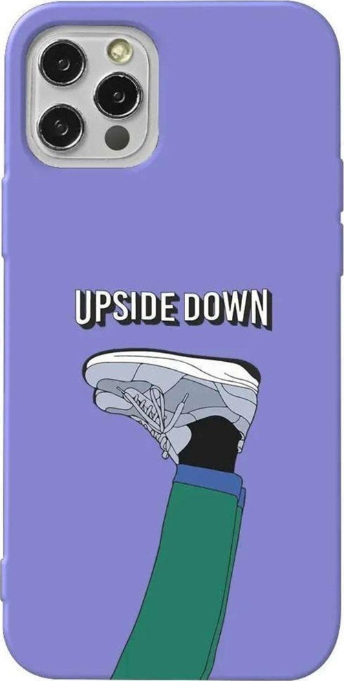İphone 14 Pro Max Lila Renkli Silikon Telefon Kılıfı - Upside Down