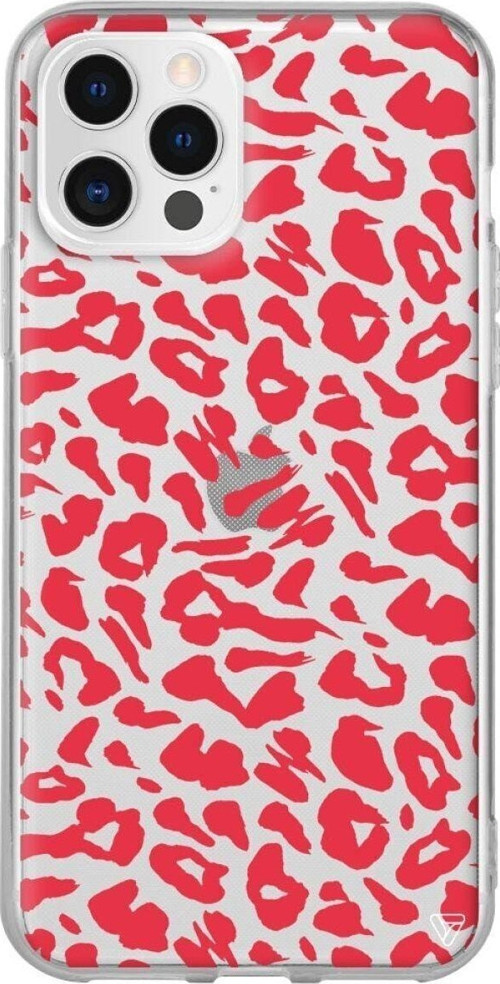 İphone 14 Pro Max Şeffaf Renkli Silikon Leopar Rose Telefon Kılıfı