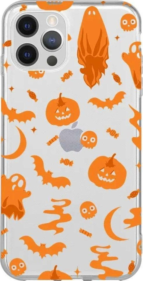 İphone 14 Pro Max Seffaf Telefon Kılıfı - Spooky Orange