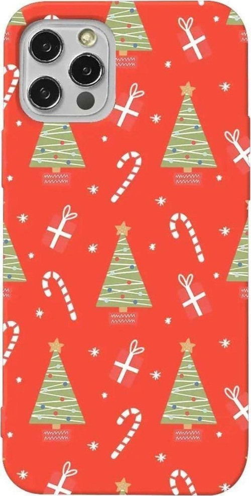 İphone 14 Pro Max Turuncu Renkli Silikon Telefon Kılıfı - Christmas Candy
