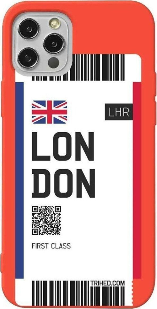 İphone 14 Pro Max Turuncu Renkli Silikon Telefon Kılıfı - London Bileti