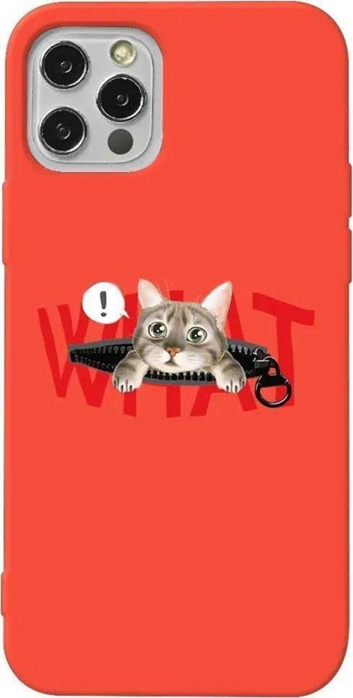 İphone 14 Pro Max Turuncu Renkli Silikon Telefon Kılıfı - What! Kedi