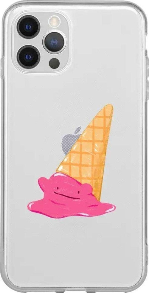 İphone 14 Pro Seffaf Telefon Kılıfı - Sevimli Dondurma