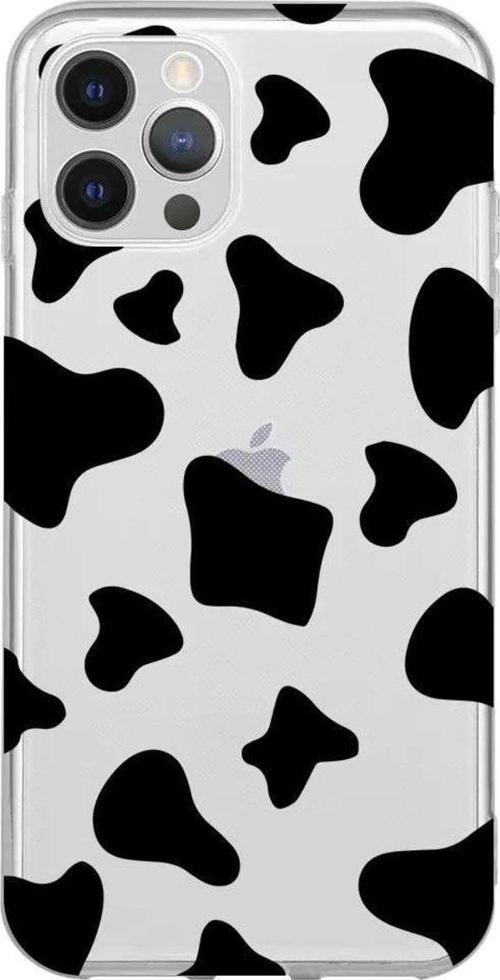 İphone 14 Pro Seffaf Telefon Kılıfı - Inek Desenleri
