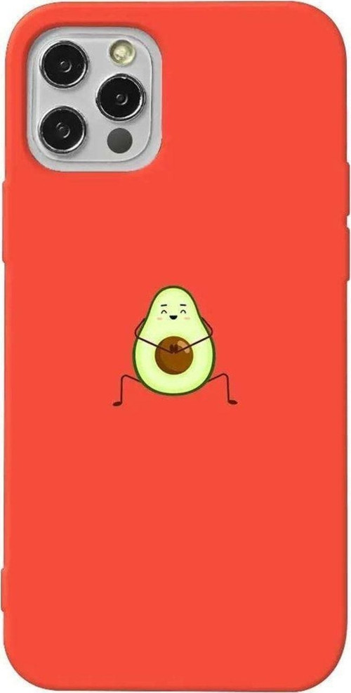 İphone 14 Pro Turuncu Renkli Silikon Telefon Kılıfı - Cute Avokado