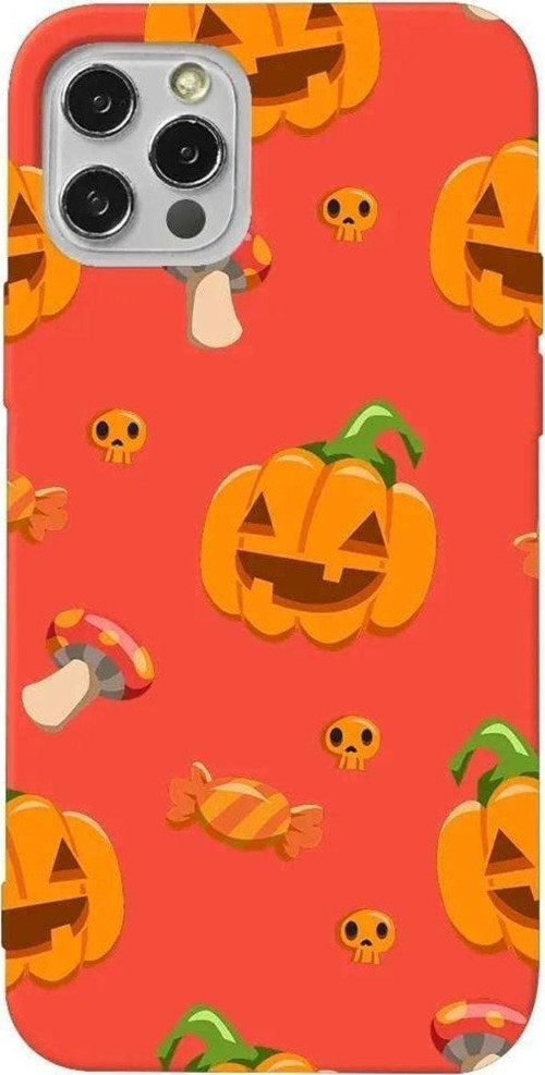 İphone 14 Pro Turuncu Renkli Silikon Telefon Kılıfı - Deadly Pumpkin