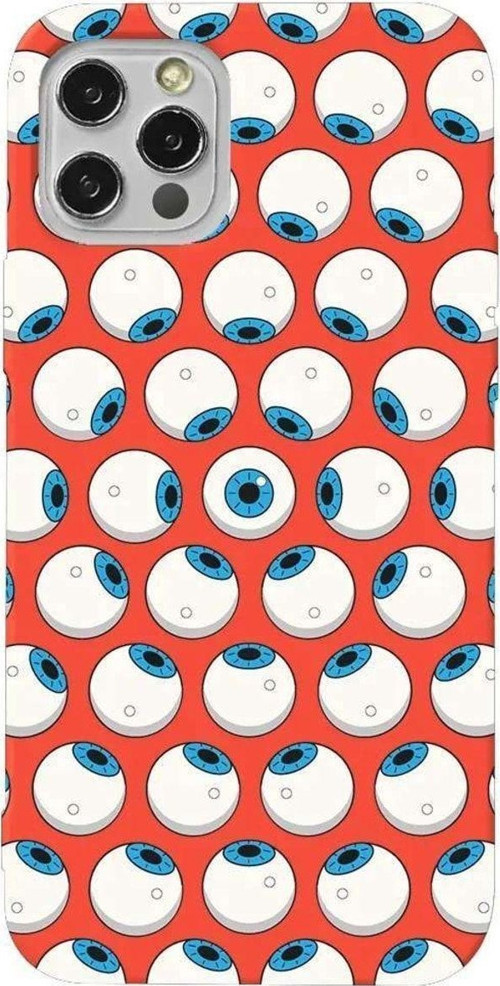 İphone 14 Pro Turuncu Renkli Silikon Telefon Kılıfı - Eyes On You 2