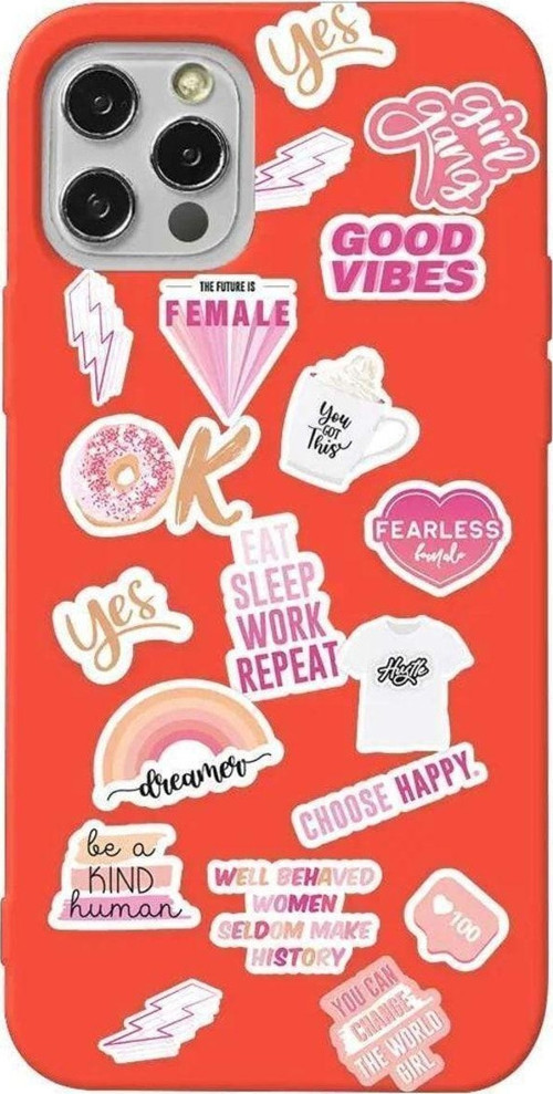 İphone 14 Pro Turuncu Renkli Silikon Telefon Kılıfı - Female Sticker