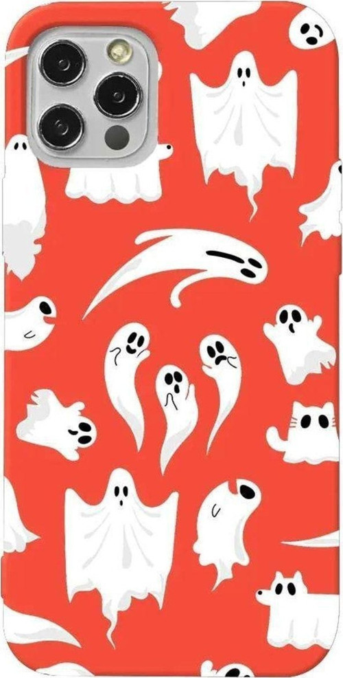 İphone 14 Pro Turuncu Renkli Silikon Telefon Kılıfı - Ghosts Are Everywhere!