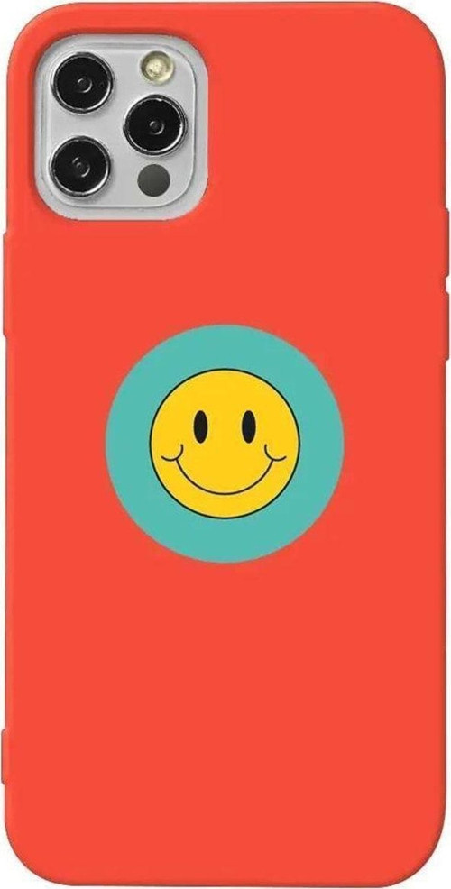 İphone 14 Pro Turuncu Renkli Silikon Telefon Kılıfı - Smile 2
