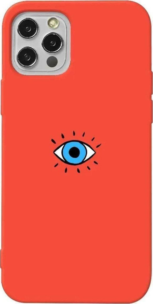 İphone 14 Pro Turuncu Renkli Silikon Telefon Kılıfı - One Eye