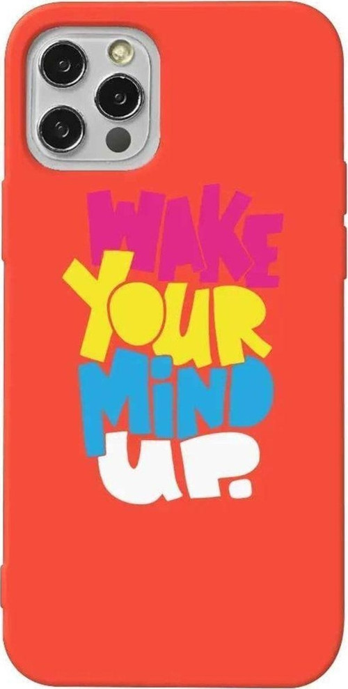 İphone 14 Pro Turuncu Renkli Silikon Telefon Kılıfı - Wake Your Mind Up