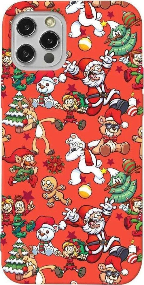 İphone 14 Pro Turuncu Renkli Silikon Telefon Kılıfı - Xmas Monsters